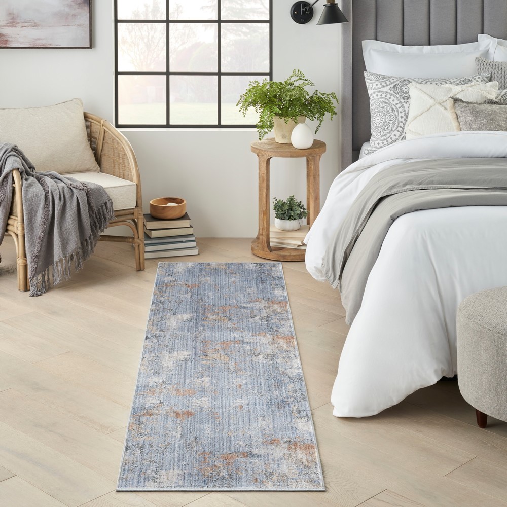 Abstract Hues ABH01 Runner Rugs by Nourison in Grey Blue